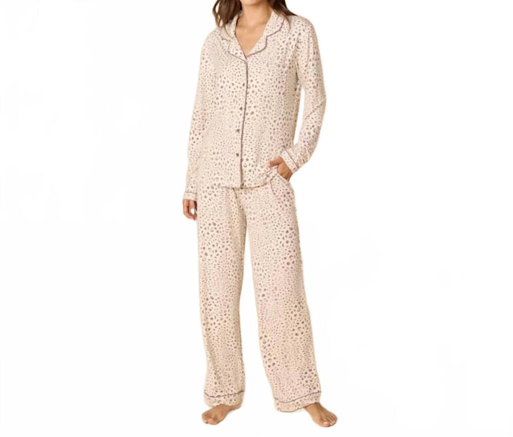 NEW SOFTIES aria slim notch collar pajama set in wild almond